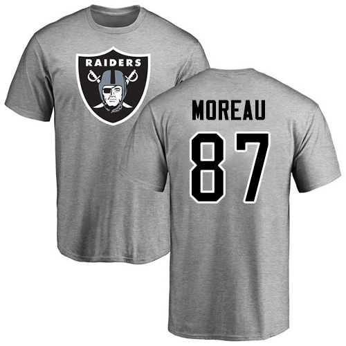 Men Oakland Raiders Ash Foster Moreau Name and Number Logo NFL Football #87 T Shirt